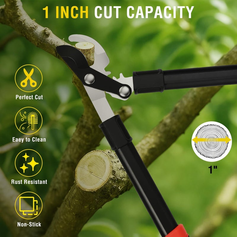Yesker 19" Loppers Heavy Duty Branch Cutter Sharp Steel Blade Tree Trimmer up to 1" Diameter Cut Capacity Powerful Gear Action Lightweight Bypass Loppers Tools for Tree Trimming Garden Maintenance - Image 4